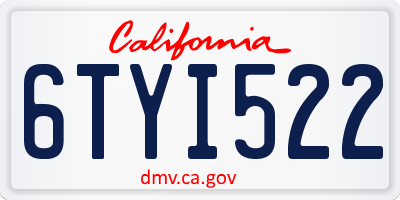 CA license plate 6TYI522