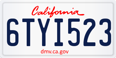 CA license plate 6TYI523
