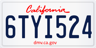 CA license plate 6TYI524