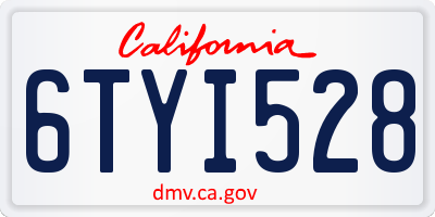 CA license plate 6TYI528