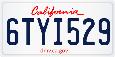 CA license plate 6TYI529