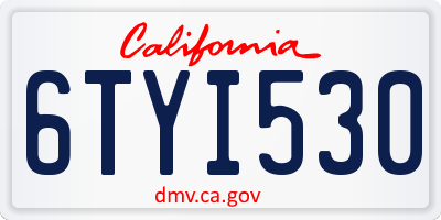 CA license plate 6TYI530