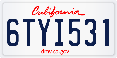 CA license plate 6TYI531