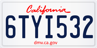 CA license plate 6TYI532