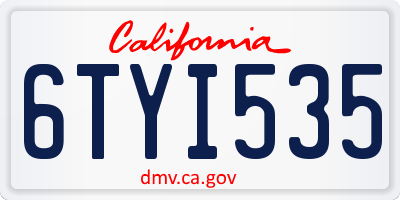 CA license plate 6TYI535