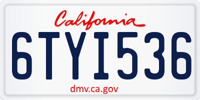 CA license plate 6TYI536