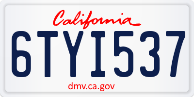 CA license plate 6TYI537