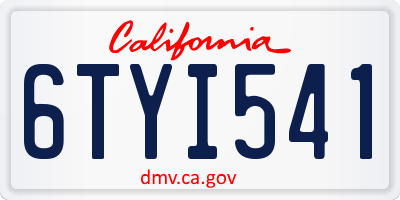 CA license plate 6TYI541
