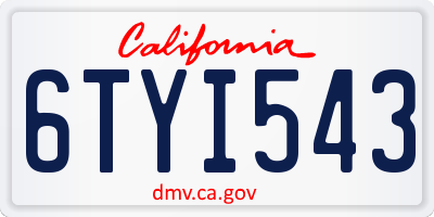 CA license plate 6TYI543
