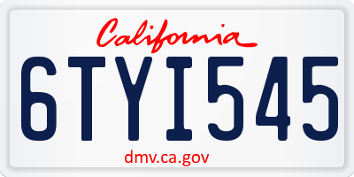 CA license plate 6TYI545