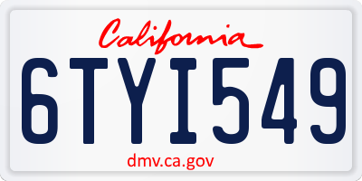 CA license plate 6TYI549