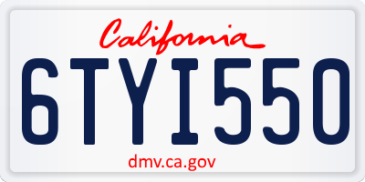 CA license plate 6TYI550