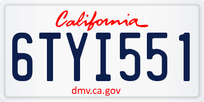CA license plate 6TYI551