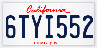 CA license plate 6TYI552