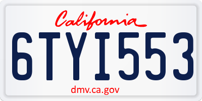 CA license plate 6TYI553