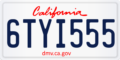 CA license plate 6TYI555