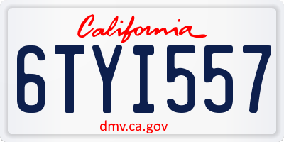 CA license plate 6TYI557