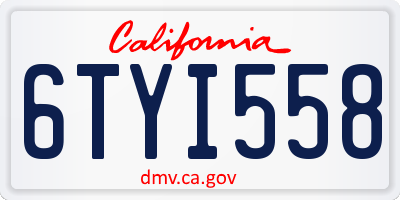 CA license plate 6TYI558