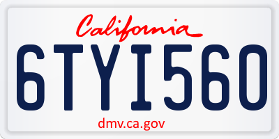 CA license plate 6TYI560