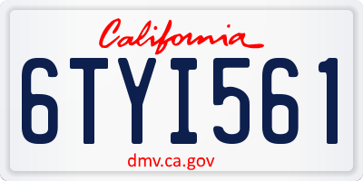 CA license plate 6TYI561