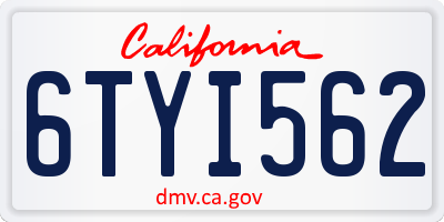 CA license plate 6TYI562