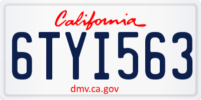 CA license plate 6TYI563