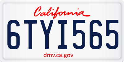CA license plate 6TYI565
