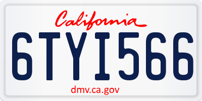 CA license plate 6TYI566