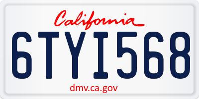 CA license plate 6TYI568