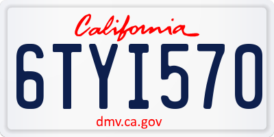 CA license plate 6TYI570