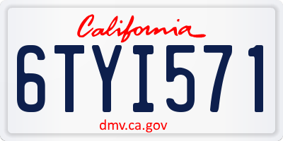 CA license plate 6TYI571