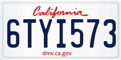 CA license plate 6TYI573