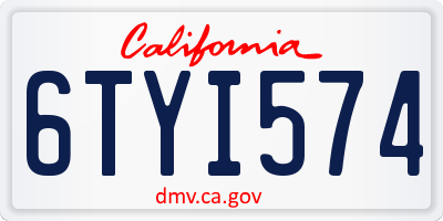 CA license plate 6TYI574