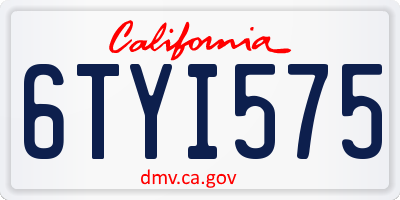 CA license plate 6TYI575