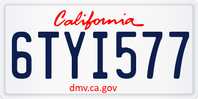 CA license plate 6TYI577