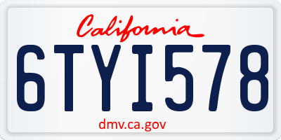 CA license plate 6TYI578