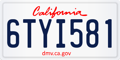CA license plate 6TYI581