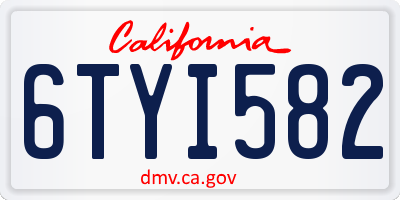CA license plate 6TYI582
