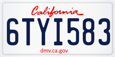 CA license plate 6TYI583