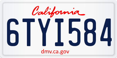 CA license plate 6TYI584