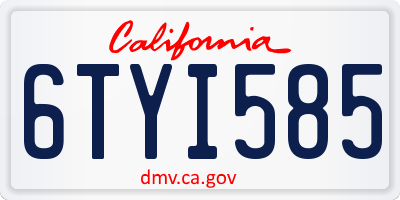 CA license plate 6TYI585