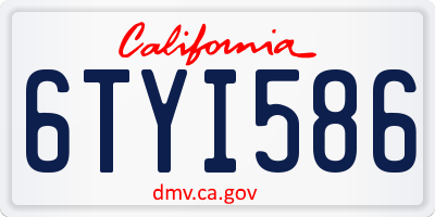 CA license plate 6TYI586