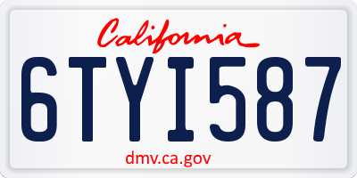 CA license plate 6TYI587