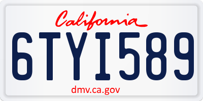 CA license plate 6TYI589
