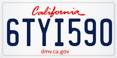 CA license plate 6TYI590