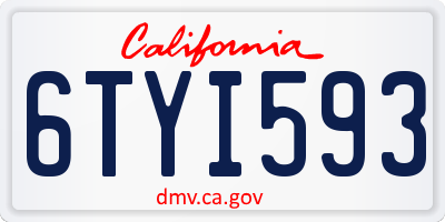 CA license plate 6TYI593