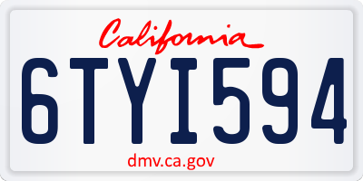 CA license plate 6TYI594