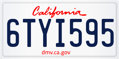 CA license plate 6TYI595