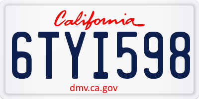 CA license plate 6TYI598