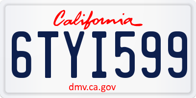 CA license plate 6TYI599
